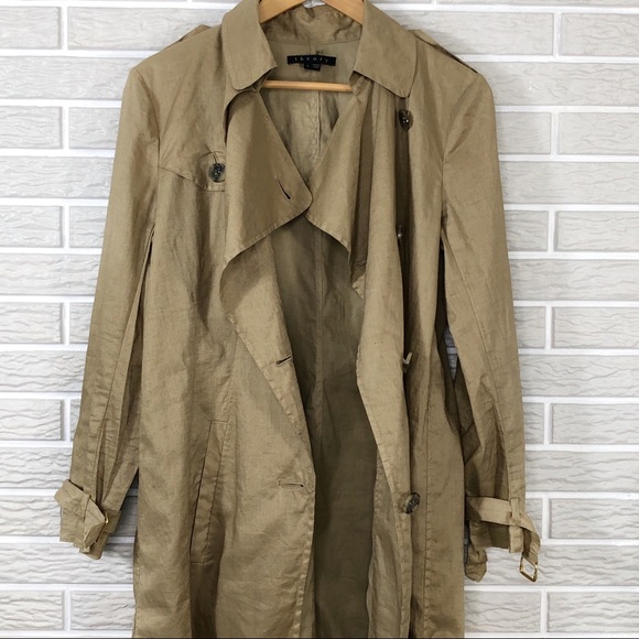 THEORY NANIA HUMMINGBIRD LINEN TRENCH COAT - Picture 5 of 9